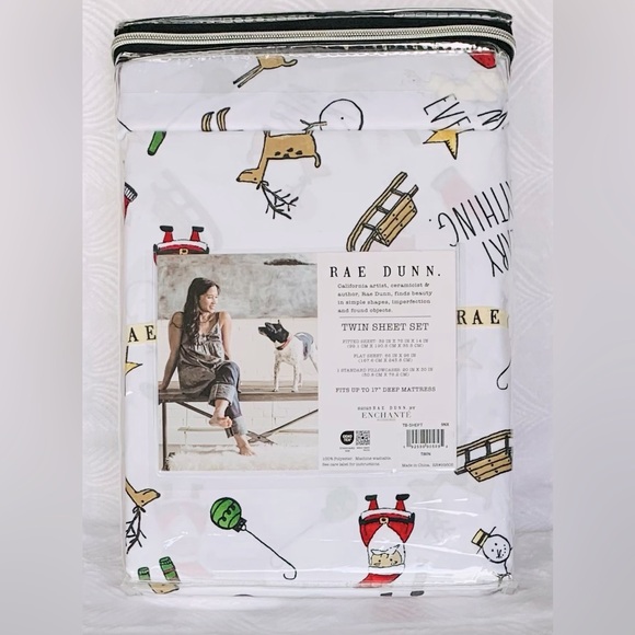 Rae Dunn Christmas Holiday Merry Everything Sheet Set - Twin - Picture 2 of 5